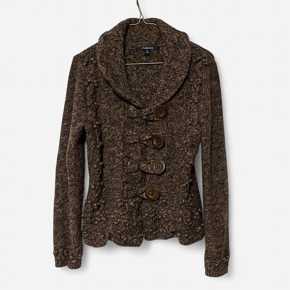 Vintage Brown Wool Cardigan With Wooden Buttons | Knitwear Boho Natural Fibers